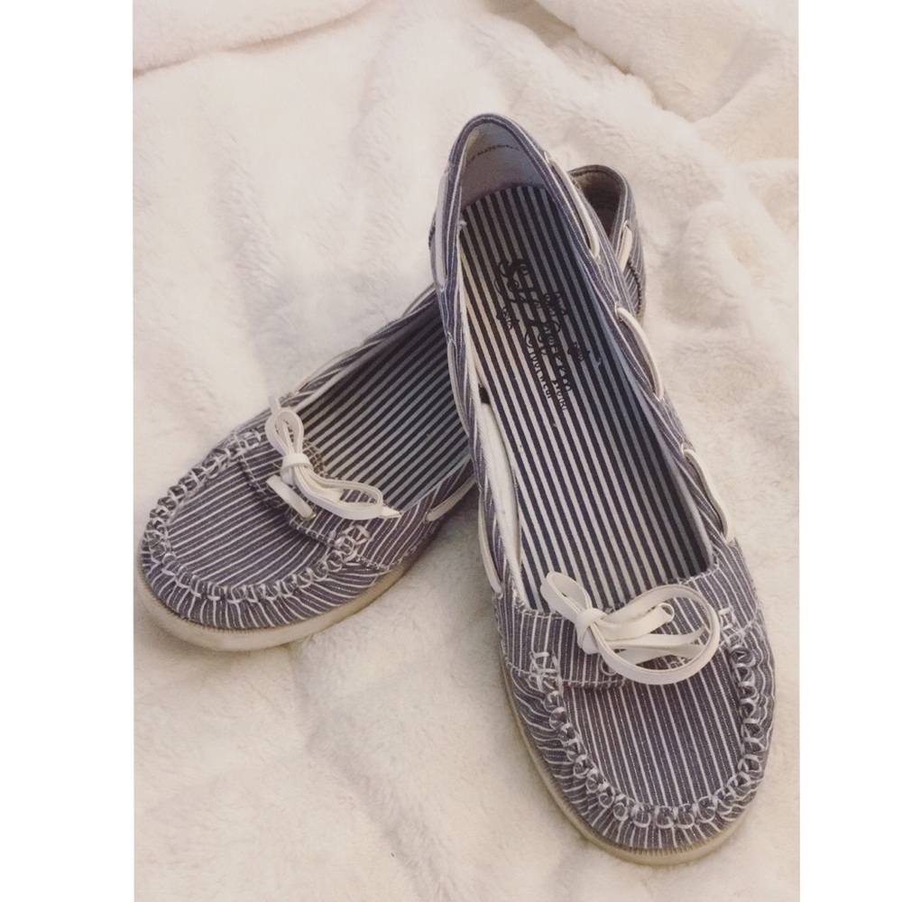 Blue Striped Loafers